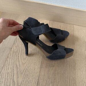 PEDRO GARCIA Women’s Black Suede Leather Slingback High Heel Sandals EU 39 8